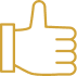Icône de main stylisée avec le pouce levé. Symbole d'approbation, j'aime ou like.